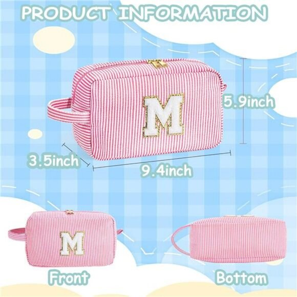 Personalized Initial Makeup Bag Gift Set for Teen Girls Women Travel Organizer - Picture 3 of 7